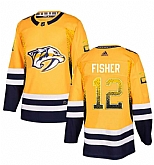 Predators 12 Mike Fisher Gold Drift Fashion Adidas Jersey,baseball caps,new era cap wholesale,wholesale hats